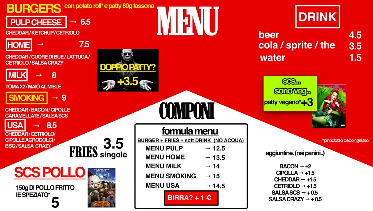 Menù SCS Burger